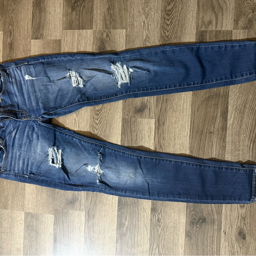 American Eagle Outfitters Blue Distressed Skinny Jeans